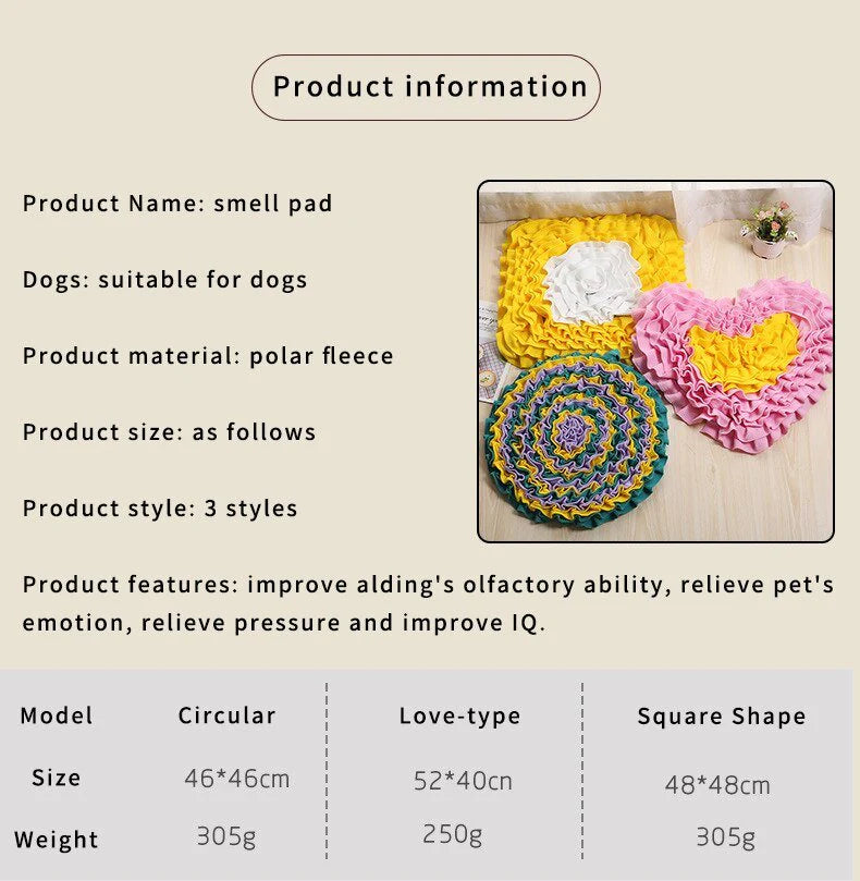 Dog Sniffing Mat Pet Slow Feeding Pad Dog Puzzle Toy Interactive Game Training Foraging Blanket Snack Feeding Mat Pets Supplies