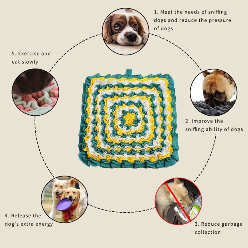 Dog Sniffing Mat Pet Slow Feeding Pad Dog Puzzle Toy Interactive Game Training Foraging Blanket Snack Feeding Mat Pets Supplies
